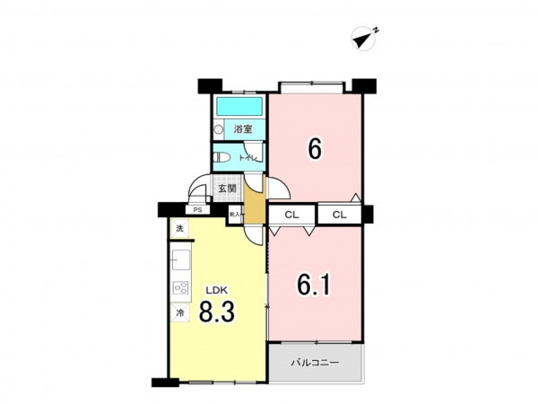 江東区東砂、マンションの間取り画像です