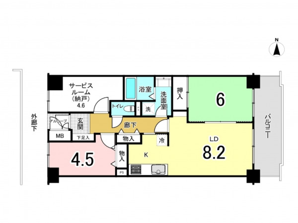 江東区大島、マンションの間取り画像です