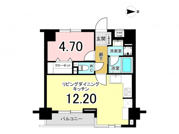 江東区亀戸、マンションの間取り画像です