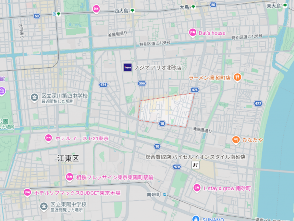 江東区北砂、土地の地図画像です