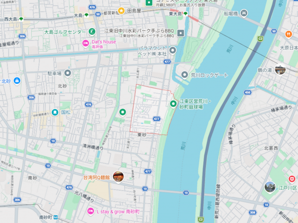 江東区東砂、新築一戸建ての地図画像です