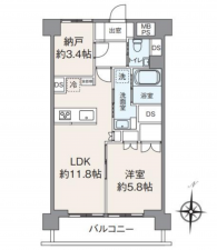 江東区深川、マンションの間取り画像です