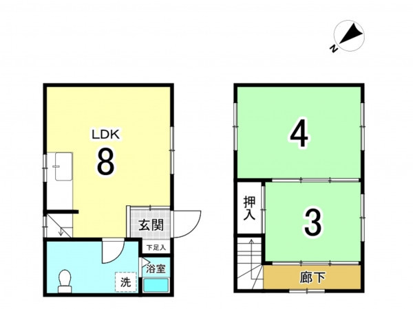 江東区亀戸、中古一戸建ての間取り画像です