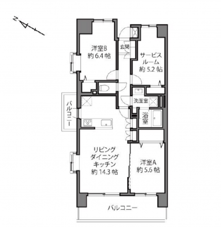 江東区大島、マンションの間取り画像です