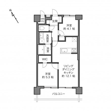 江東区東陽、マンションの間取り画像です