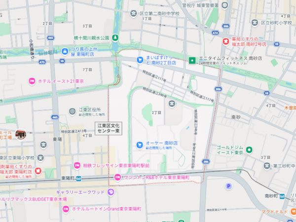 江東区南砂、新築一戸建ての地図画像です