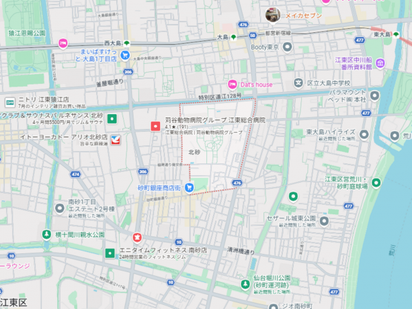 江東区北砂、中古一戸建ての地図画像です