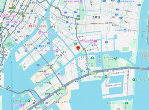 江東区枝川、マンションの地図画像です
