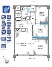 江東区古石場、マンションの間取り画像です