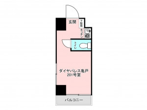 江東区亀戸、マンションの間取り画像です