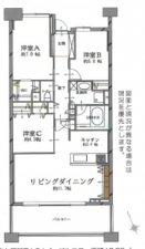 江東区新砂、マンションの間取り画像です