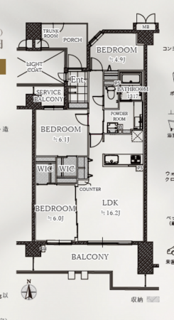 江東区千石、マンションの間取り画像です