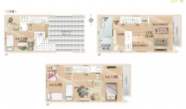 江東区東砂、新築一戸建ての間取り画像です