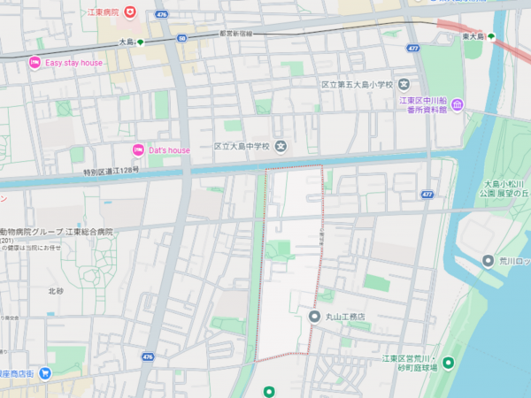 江東区東砂、新築一戸建ての地図画像です