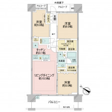 江東区枝川、マンションの間取り画像です