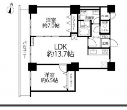 江東区住吉、マンションの間取り画像です