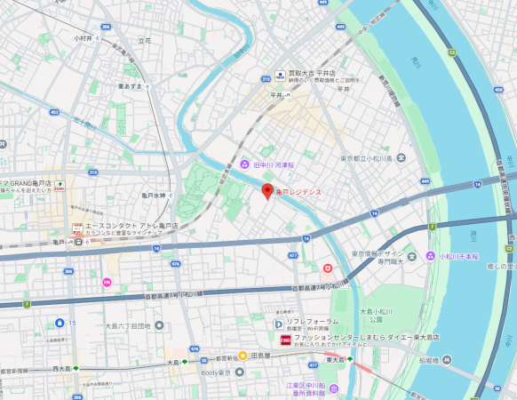 江東区亀戸、マンションの地図画像です