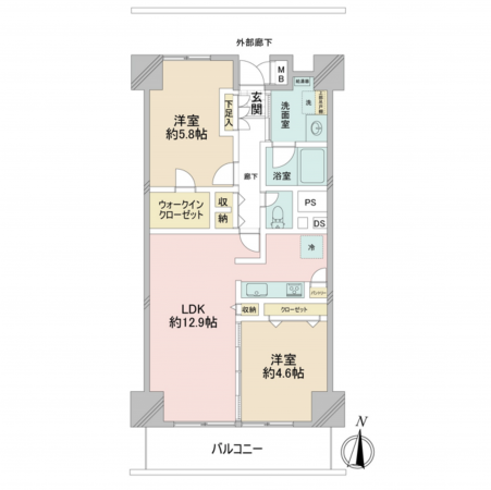 江東区白河、マンションの間取り画像です