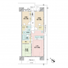 江東区枝川、マンションの間取り画像です