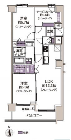 江東区猿江、マンションの間取り画像です