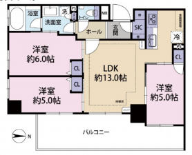 江東区高橋、マンションの間取り画像です