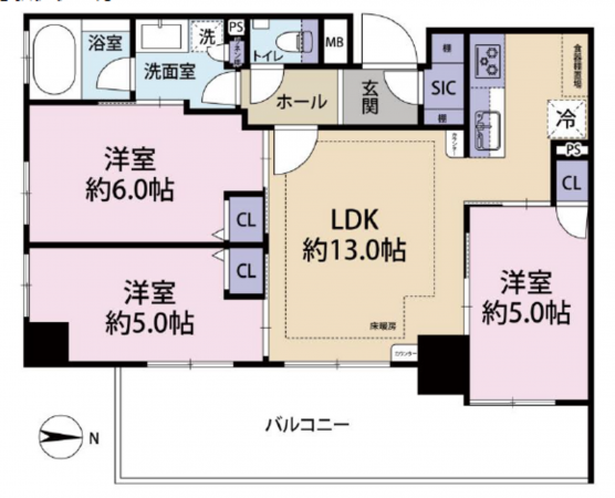江東区高橋、マンションの間取り画像です