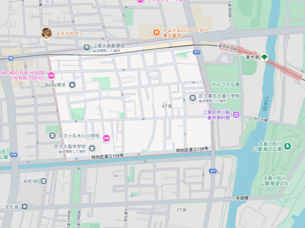 江東区大島、新築一戸建ての地図画像です