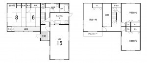 鈴鹿市南玉垣町、中古一戸建ての間取り画像です