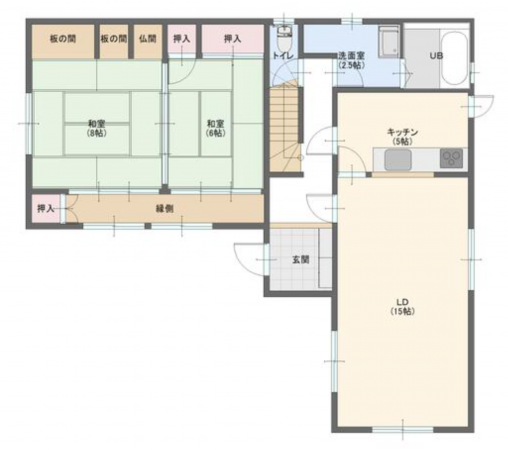 鈴鹿市南玉垣町、中古一戸建ての間取り画像です