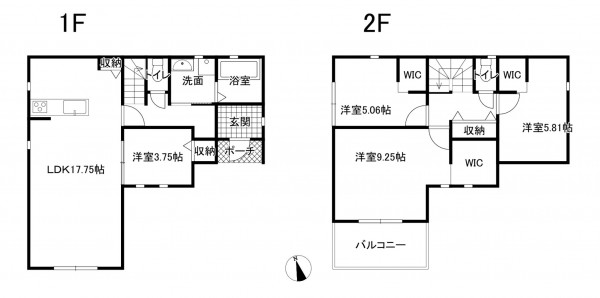 鈴鹿市長太新町、新築一戸建ての間取り画像です