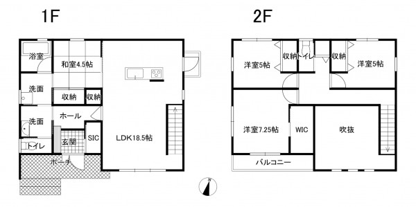 鈴鹿市高岡台、中古一戸建ての間取り画像です