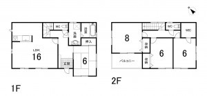 鈴鹿市東磯山、中古一戸建ての間取り画像です