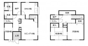 鈴鹿市高岡台、中古一戸建ての間取り画像です