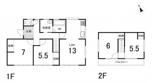 鈴鹿市寺家、中古一戸建ての間取り画像です