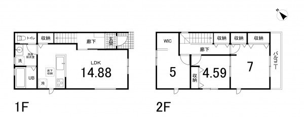 鈴鹿市寺家、新築一戸建ての間取り画像です