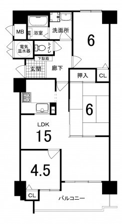 鈴鹿市南玉垣町、マンションの間取り画像です