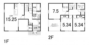 鈴鹿市長太旭町、新築一戸建ての間取り画像です