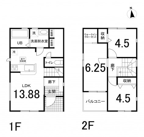 鈴鹿市長太旭町、新築一戸建ての間取り画像です