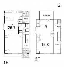 鈴鹿市道伯、中古一戸建ての間取り画像です