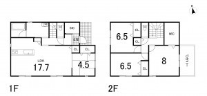 鈴鹿市末広南、新築一戸建ての間取り画像です