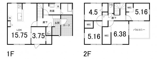 鈴鹿市長太新町、新築一戸建ての間取り画像です