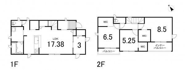 鈴鹿市東磯山、新築一戸建ての間取り画像です