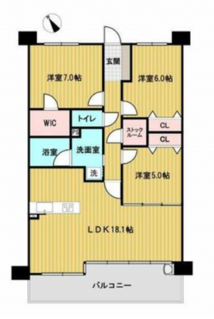 鈴鹿市白子町、マンションの間取り画像です