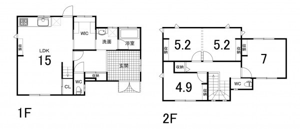 鈴鹿市住吉、中古一戸建ての間取り画像です