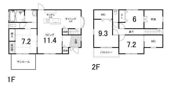 鈴鹿市東旭が丘、中古一戸建ての間取り画像です