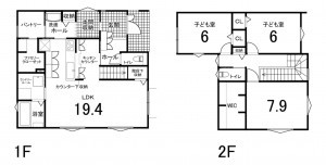鈴鹿市稲生塩屋、新築一戸建ての間取り画像です