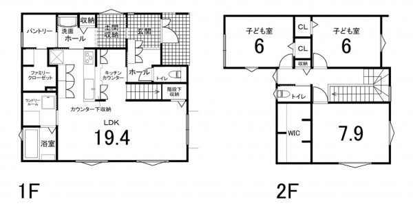 鈴鹿市稲生塩屋、新築一戸建ての間取り画像です