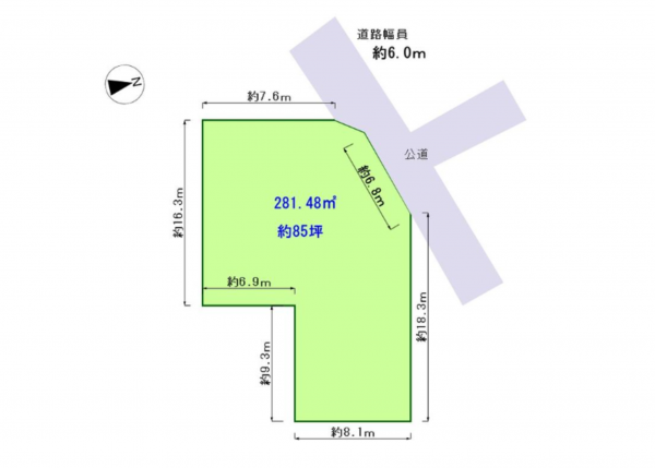 鈴鹿市北玉垣町、土地の間取り画像です