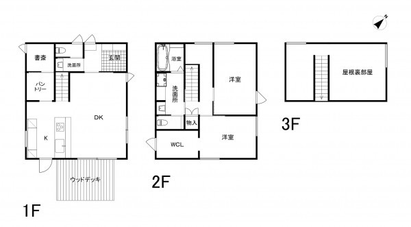 鈴鹿市道伯、中古一戸建ての間取り画像です