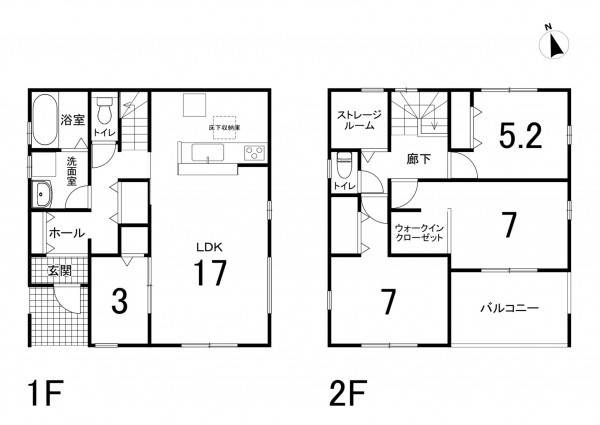 鈴鹿市池田町、新築一戸建ての間取り画像です